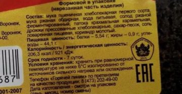 Состав бородинского хлеба магазинного Состав бородинского хлеба магазинного